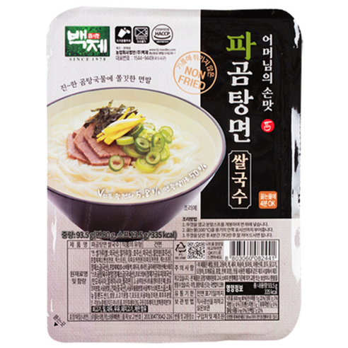 백제 쌀국수 파곰탕면 93.5g, 93.5g, 24개