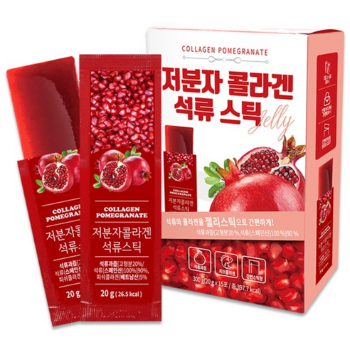 저분자 석류콜라겐 젤리 스틱 스페인산 석류과즙 생선 피시 어류 콜라겐 식약처 해썹인증, 5개, 300g