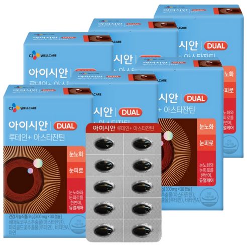 CJ웰케어 아이시안 루테인 아스타잔틴 30캡슐, 30정, 6개