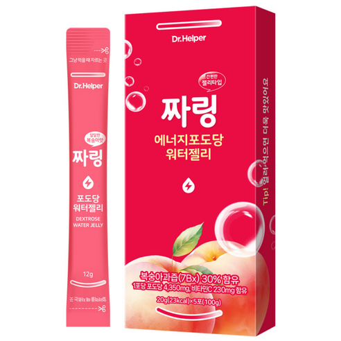 짜링 에너지 포도당 워터젤리 에너지젤 복숭아맛 스틱 5개입 4박스