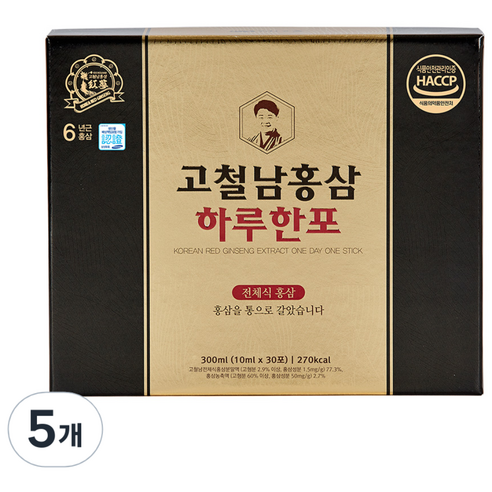 고철남홍삼 하루한포 홍삼 스틱, 30회분, 5개