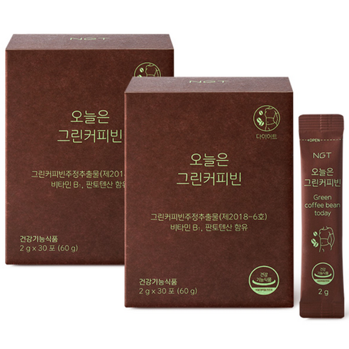 네츄럴굿띵스 오늘은 그린커피빈 체지방분해 다이어트 커피 2g x 30포, 2개