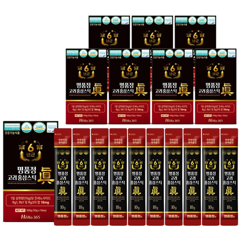 명품정 6년근 고려 홍삼 스틱 진 실속형 1포당 진세노사이드 18mg, 100g, 8세트