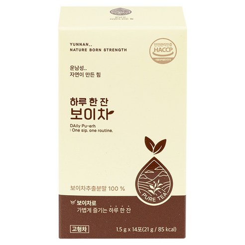 운남성 자연이 만든힘 하루 한 잔 보이차, 5박스, 14개입, 1.5g