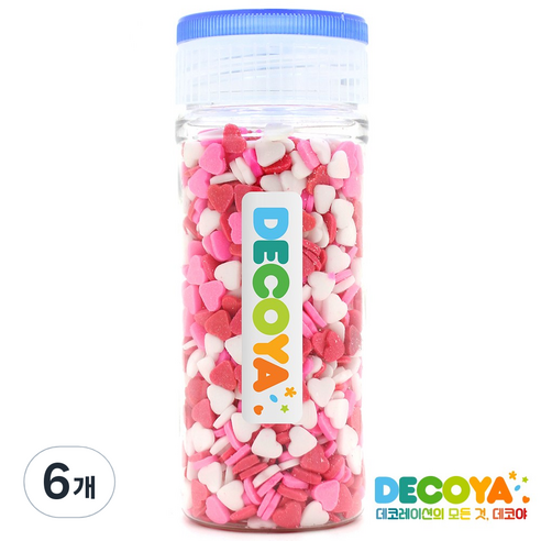 데코야 발렌하트 셰이프 간편용기 (하트모양/베이킹/토핑/스프링클), 6개, 70g