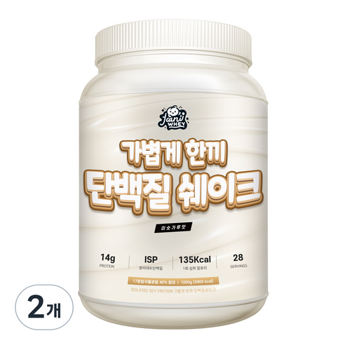 자니웨이 가볍게한끼 식사대용 단백질 쉐이크 곡물 미숫가루맛, 2개, 1000g