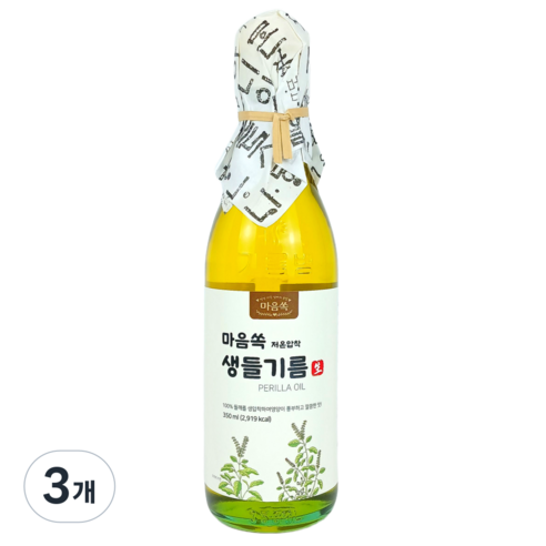 [마음쏙] 가족의 건강 저온압착 생들기름, 3개, 350ml