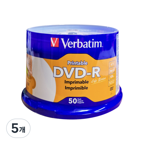 버바팀 DVD-R 50P 프린터블 4.7GB 16배속 50장 공디스크