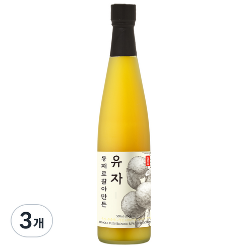 청숨 통째로 갈아만든 유자, 500ml, 3개