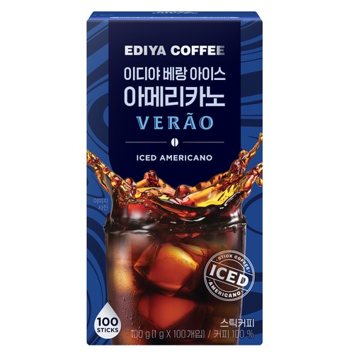 이디야 베랑 아이스 아메리카노 원두커피스틱, 1g, 100개입, 1개