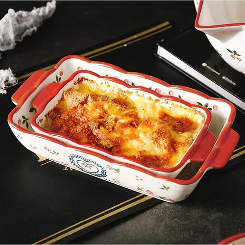 루비코코 오븐용 그라탕 수입 그릇 라자냐 오븐 그릇 트레이 치즈 플레이트 빈티지 접시, Square S, 1개