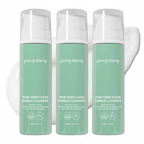 퐁당 포어 딥 클린 버블 클렌저 여드름 기능성 청소년 약산성 폼클렌징, 145g, 3개