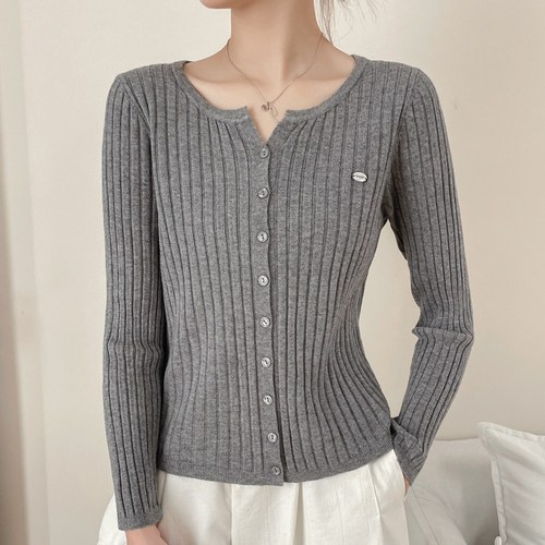 에이플심플 여성 데일리 트임넥 골지 가디건