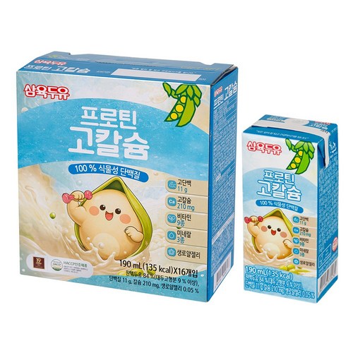 삼육두유 프로틴 고칼슘 100%식물성 단백질, 16개, 190ml