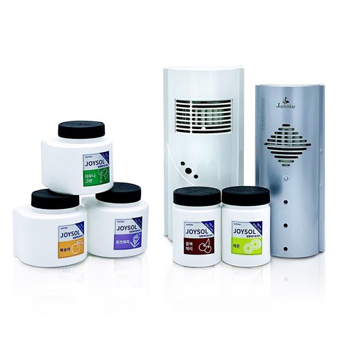기분좋은날 무소음 자동분사기 조이솔 대형 겔형 방향제 세트, 화이트+라벤다향, 240g