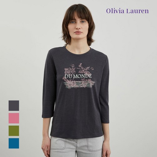 올리비아로렌 린넨 프린팅 티셔츠_VOBAL4M3111