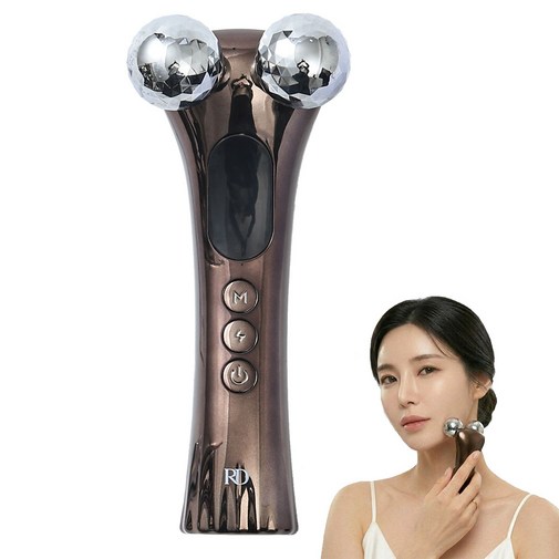 EMS 라인 전동 슬림 페이스 롤링 마시지 괄사, 메탈브라운, RD001