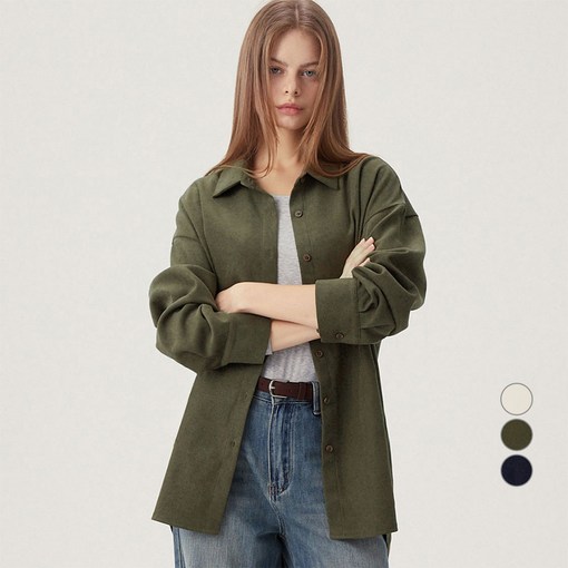 ELLE PARIS 여성용 오버핏 플란넬 웜업 셔츠