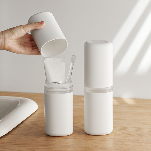 코지티 휴대용 완전밀폐 칫솔 치약 케이스, 화이트, 1개