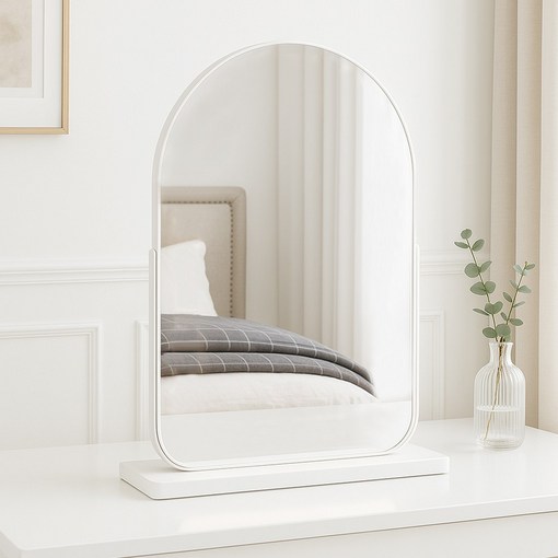 이너네스트 아치형 LED 화장대 거울 각도조절 탁상용, 화이트비조명