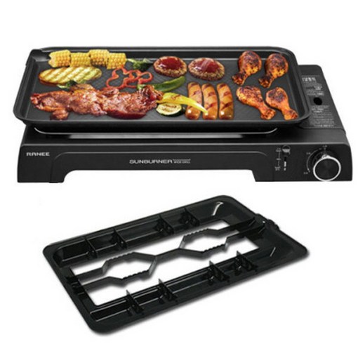 라니 가스와이드그릴 REWG-9300B (그릴+불판+멀티트레이+가방) 캠핑 바베큐 버너 대형 가정용 휴대용 야외용 가스그릴