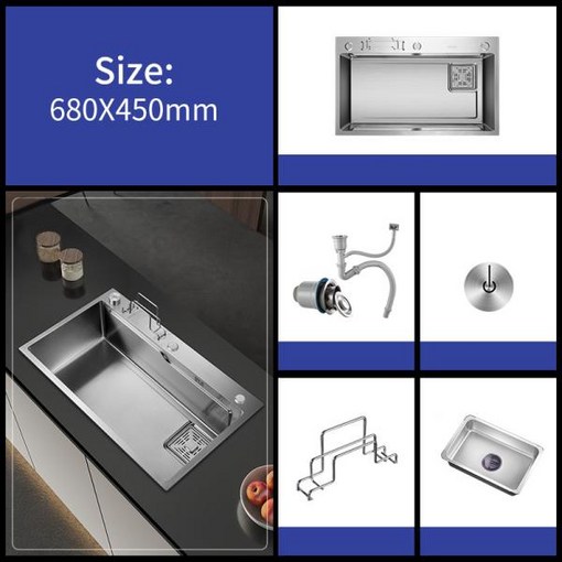 304 스테인레스 스틸 대형 싱글 슬롯 주방 싱크대 접시 야채 세면대 그릇 Udermount 탑 마운트 드레인 액세