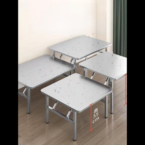 두꺼운 스테인레스 스틸 휴대용 야외 캠핑 테이블 라운드 코너 테이블 휴대용 피크닉 해변 여행 레저 가구