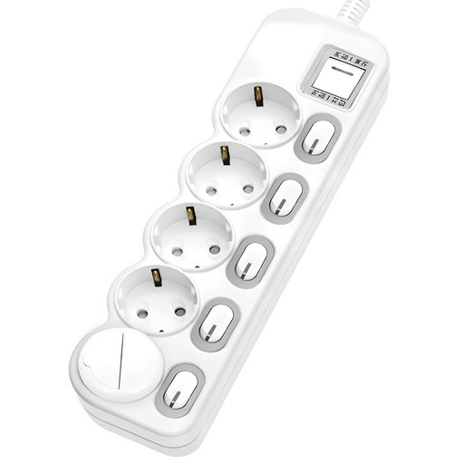 EPM-L305SS 에코파워탭 LED 개별 과부하차단 멀티탭 전선형 5구 안전커버 랜덤발송 1.5m 혼합색상 1개