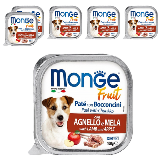 MonGe 瑪恩吉 Fruit 主食犬餐盒, 羊肉 + 蘋果, 100g, 6盒