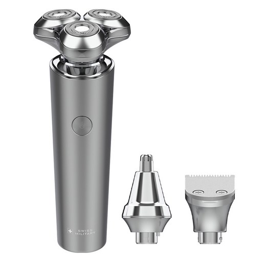 스위스밀리터리 3 in 1 메탈 쉐이버7 프로 전기면도기, SMAEV600X, 메탈 실버