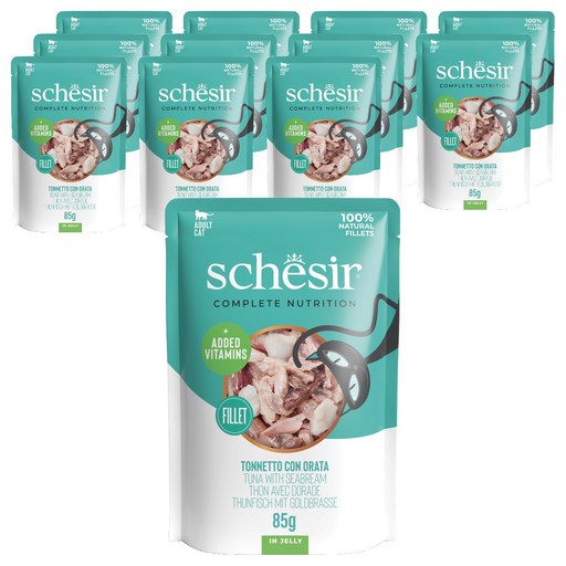 스케지어 어덜트 고양이 주식 파우치, 85g, 12개, 참치도미