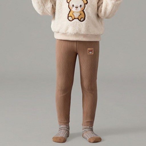 조이멀티 아동용 라벨곰 기모 골지 레깅스 팬츠