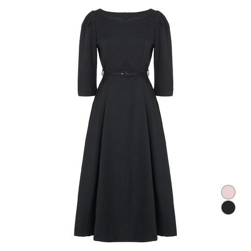 에이비에프지 여성용 7부 페미닌 벨티드 플레어 원피스 AFZ3MO31A