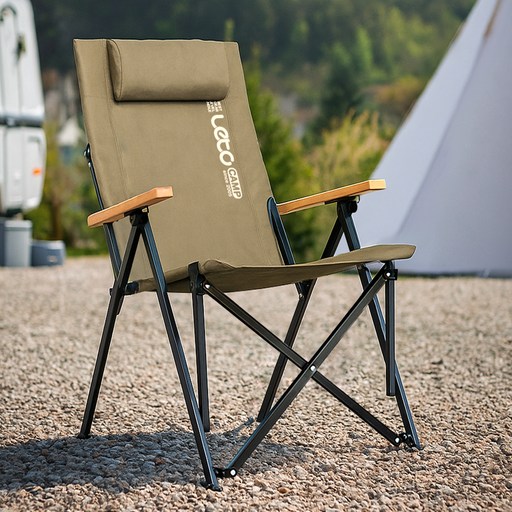 레토 각도조절 릴렉스 접이식 롱 캠핑의자, 브라운, 1개