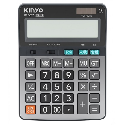Kinyo 超大稅率計算機, 灰色, 1個