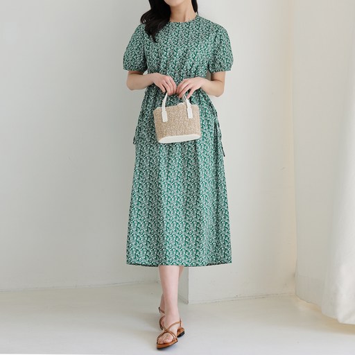 모이르벨라 퍼피 플라워 퍼프 통기성 롱 원피스 T24SS2A0356