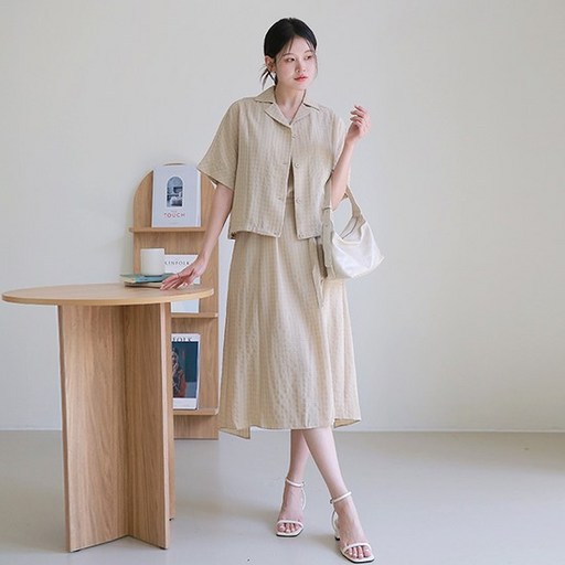 최초가 99,000원르포엠케이시 블라우스 자켓 원피스 셋업