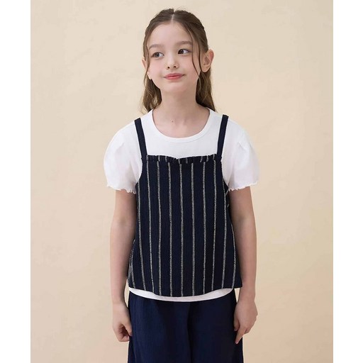 빈폴 BEANPOLE KIDS 여아 요루지 뷔스티에 & 저지 반소매 티셔츠 2PACK 세트 네이비 BI6442G03R 460031