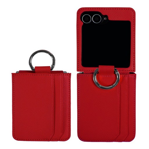 갤럭시 호환 Z플립5 가죽 케이스 힌지보호 카드수납 지갑 케이스