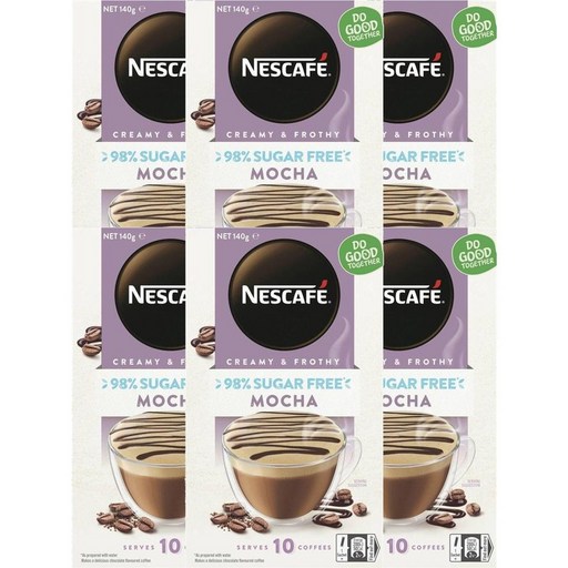 네스카페 Nescafe 커피 사쳇 98% 슈가 프리 모카 10개입 6팩, 총 840g