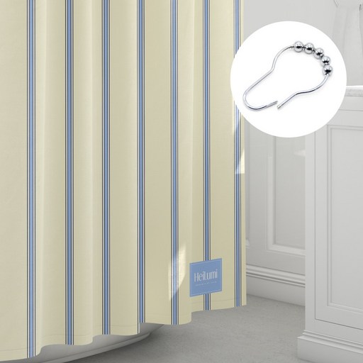 프리미엄 패브릭 방수 샤워 커튼  스텐 커튼 링 12p