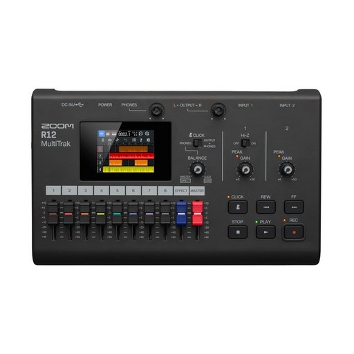 ZOOM R12 8 2.4 줌 멀티 트랙 레코더 트랙 사양 휴대용으로 구동 화면 터치