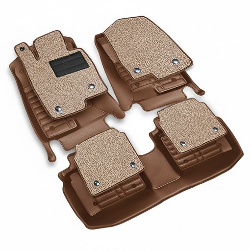 몬스터매트 6D 코일 카매트 가죽테두리 12열 풀세트 논슬립 방수 풀커버 차량매트 그랜저 쏘렌토 스포티지 전차종, 브라운, 기아 쏘렌토 MQ4 6D 카매트 20년