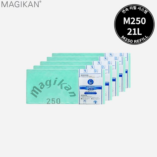 매직캔 14L 16L 20L 공용리필 비닐봉지 250R, 5개, 21L