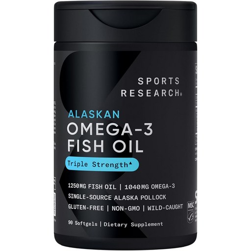 三倍強度Omega-3魚油必需脂肪酸EPA DHA軟膠囊, 90顆, 1罐