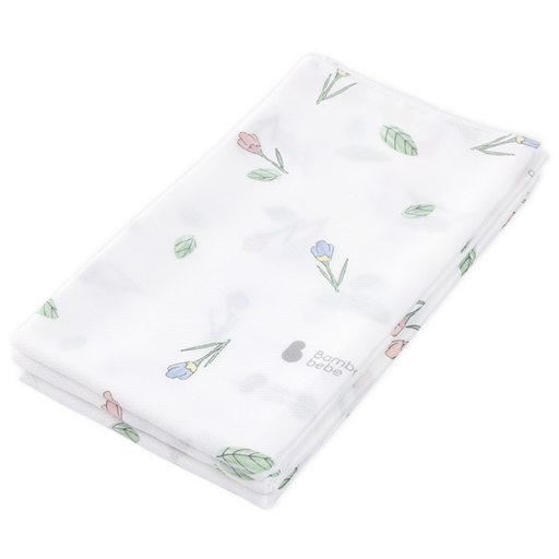 Bamboo Bebe 竹製經典方形尿布, 寶寶花苞(白色), 3個