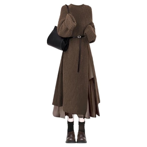 여성 겨울 롱 스웨터 투피스 세트