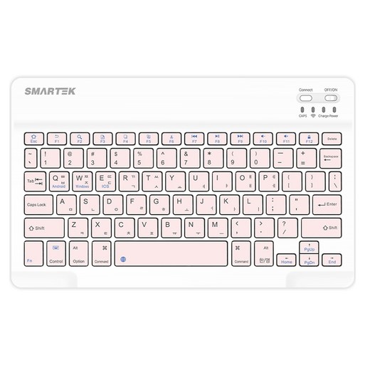 스마텍 저소음 C타입 충전식 슬림 미니 블루투스 무선 텐키리스 키보드, 무접점, Pink, STBK4000