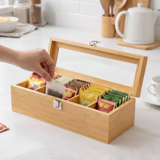 테르오 칸칸이 분리형 원목 티백 정리함