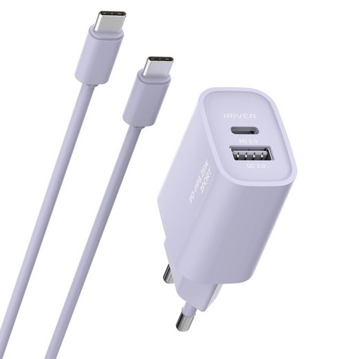아이리버 25W 2포트 초고속 가정용 충전기  CtoC 케이블 세트